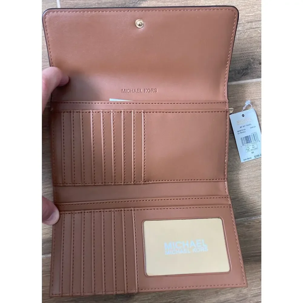 Michael Kors Jet Set Travel Trifold Large Wallet Monogram